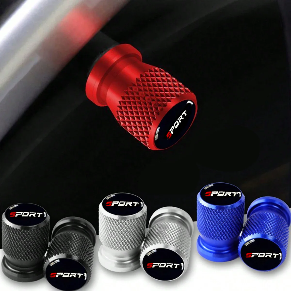 Aluminum Alloy Car Tire Dustproof Air Valve Caps with Mesh Pattern 12mm Drip Glue Logo Anti-Dust Protection Tire Valve Caps