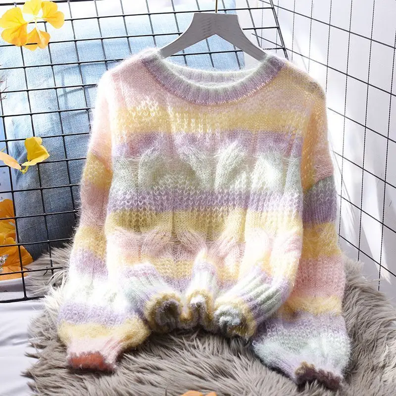 Small Fragrance Fried Dough Twists Round Neck Pullover Sweater Women Loose Lazy Spring and Autumn New Japanese Sweet Sweater Top