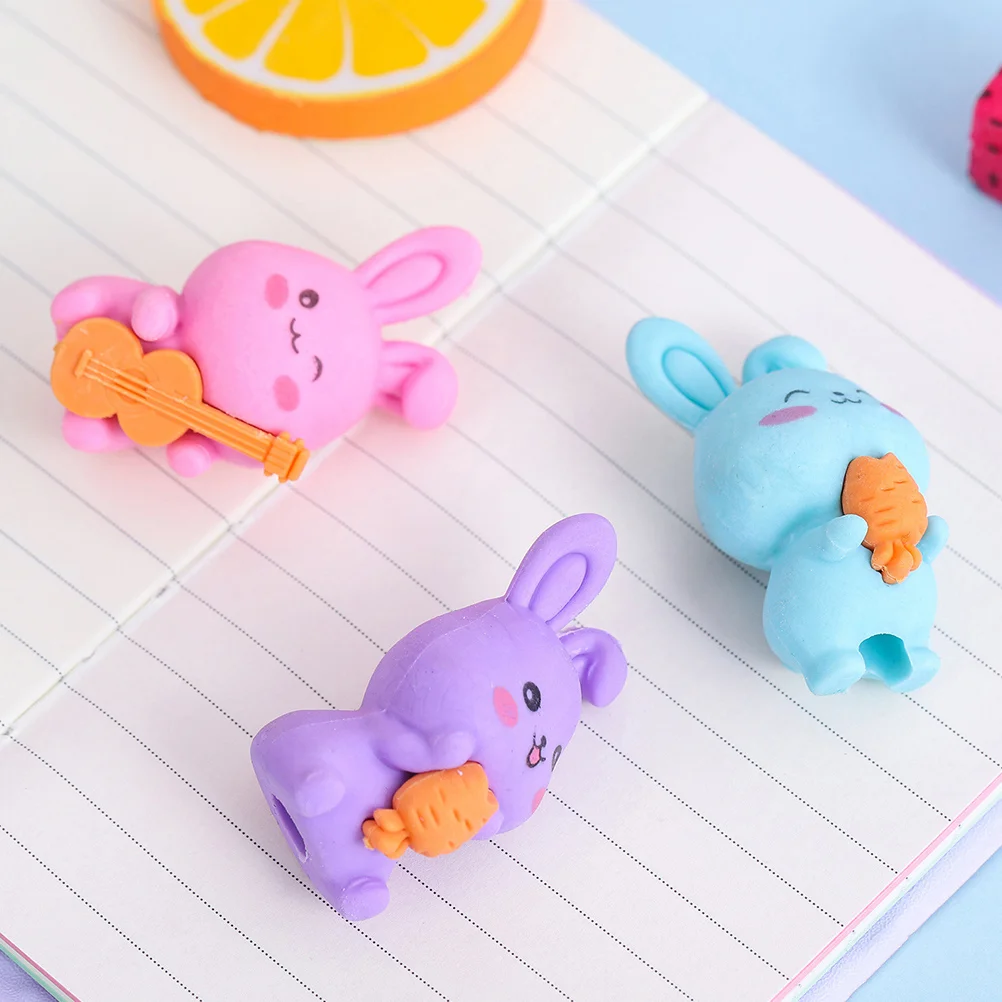 36 Pcs Shaped Erasers Cartoon Bunny Design for Study Drawing School Students Fun Portable Toy Gift Reward Multi Function