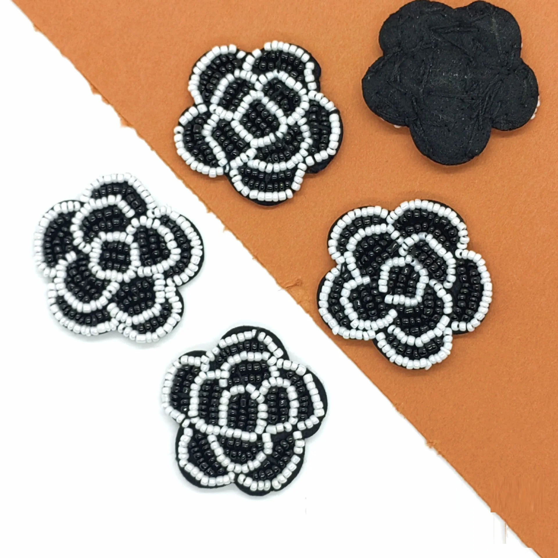 5PCS Handmade beaded fabric stickers camellia flowers flowers clothing accessories shoes hats bags decorative pearl flowers whol