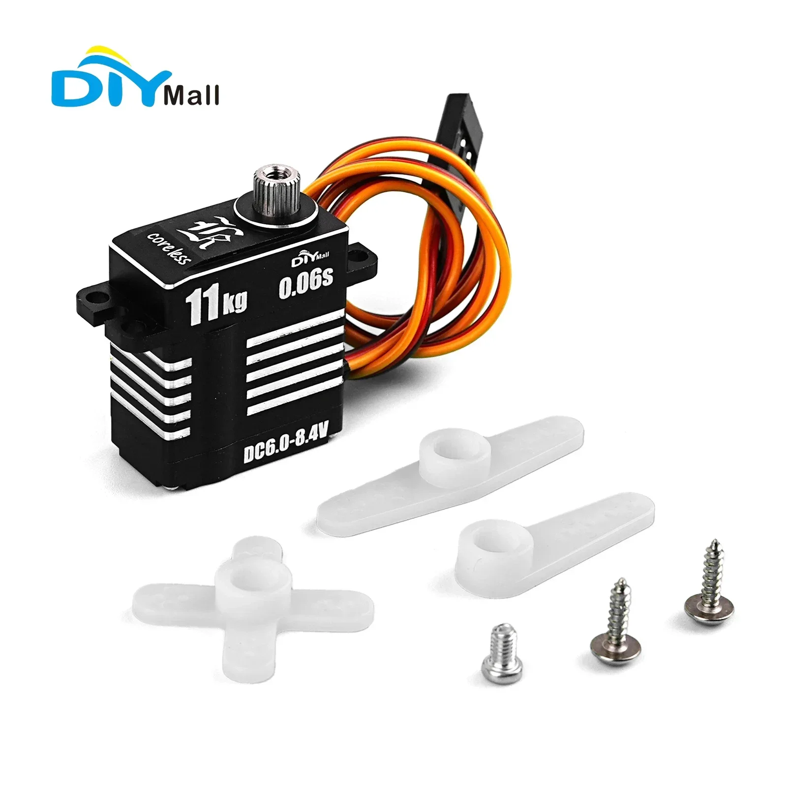 DIYmall 11KG Micro Digital Continuous Rotation Servo Coreless Full Metal Gear IP65 For 1/14 1/16 1/18 RC Car Robot