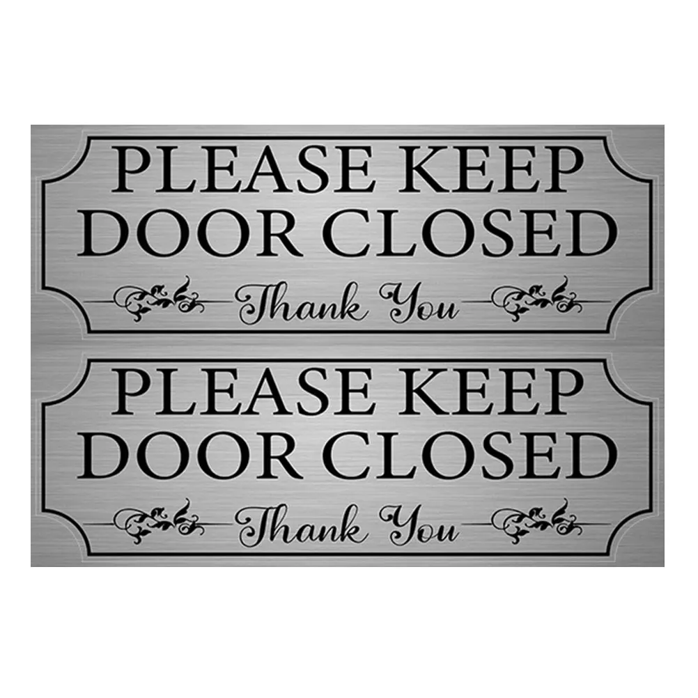 

2pcs Keep Door Closed Sticker Sign PVC Decorative Adhesive Wall Bathroom Office Supply Replacement Notice Decal