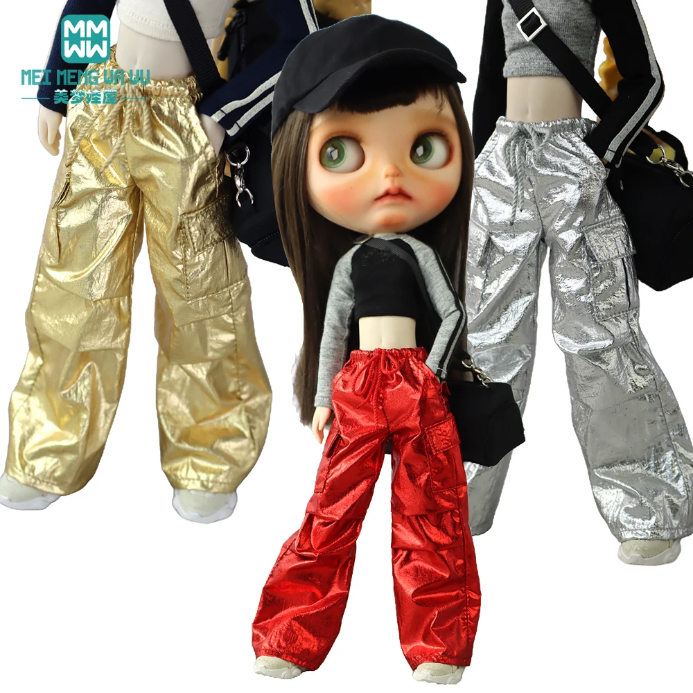 30cm Blyth Doll Clothes Fashionable shiny drawstring pants in gold, silver, red, black, pink for OB23 OB24 Azone Doll Accessorie