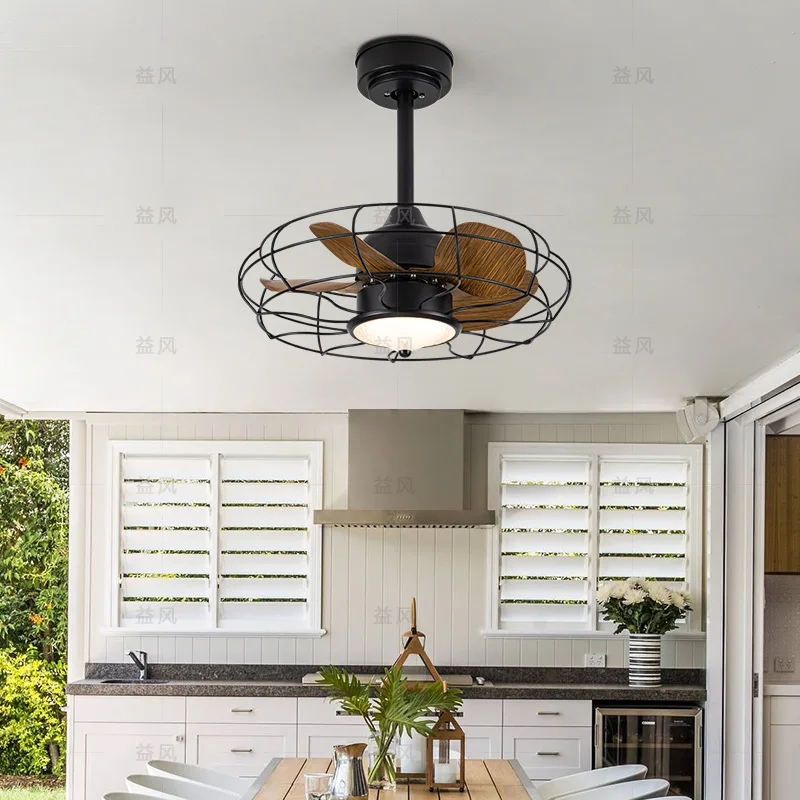 Waterproof and sunscreen sun room ceiling fan light hook type gazebo outdoor fan light industrial wind belt light ceiling fan ca
