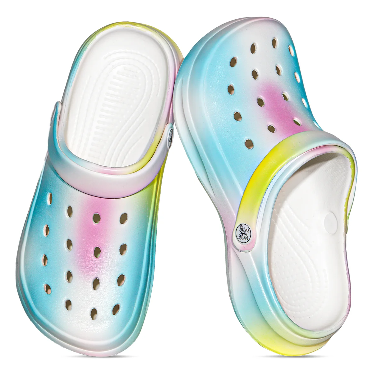 Zuecos y Mules sin cordones, con estampado tie-dye, ligeros, de doble uso, zapatos de jardín, cómodos zapatos de playa antideslizantes para mujer 816