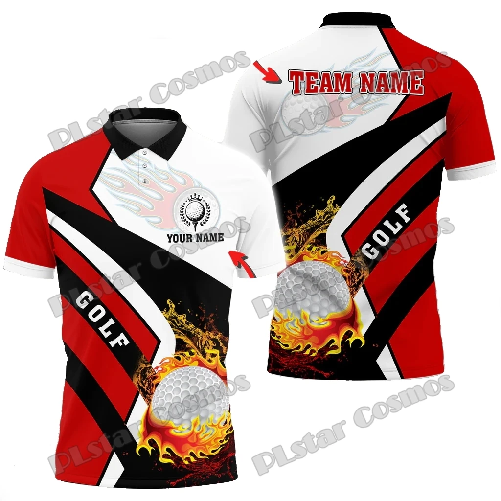 Golf Fire And Water Multicolor Option Customized Name 3D All Over Printed Men's Polo Shirt Summer Unisex Casual Polo shirt WK259