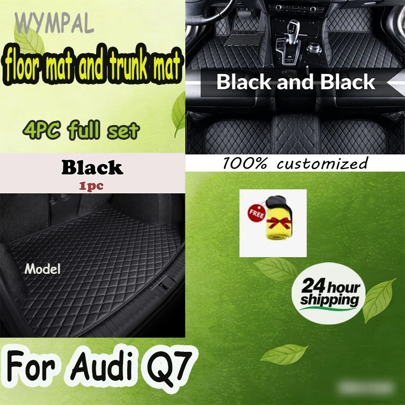 WYMPAL 4PC SET CAR FLOOR&TRUNK MAT For Audi Q7 (5-Seat) 2016 2017 2018 2019 with towel
