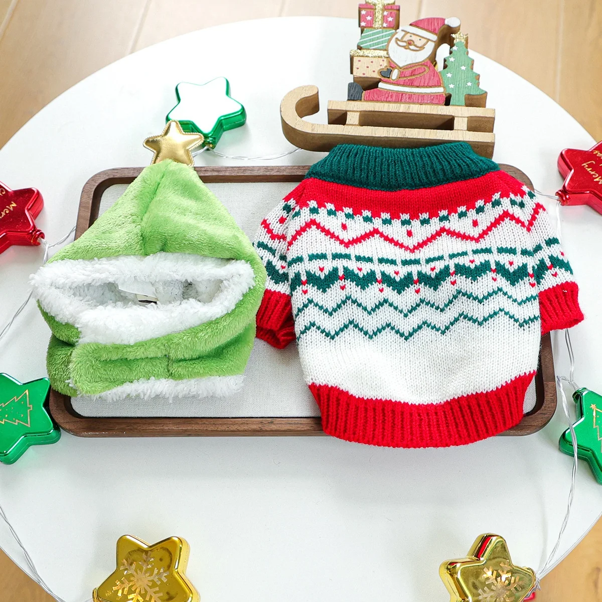 عيد الميلاد احتفالي الخريف والشتاء لطيف صغير إلى متوسط الحجم ملابس الكلاب هريرة موضة عادية الحيوانات الأليفة سترة لعب الأدوار قبعة الحيوانات الأليفة