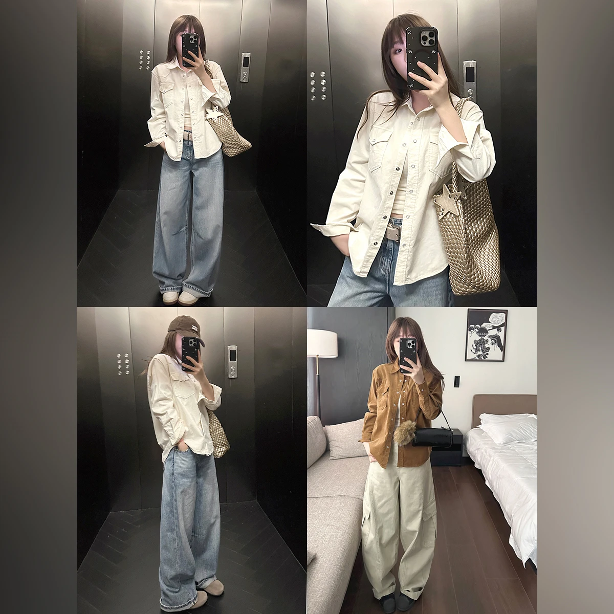 

Light Wa Velvet Feel irt Early Spring Fine Stripe Corduroy Patch Embroidery Women's irt Jaet Casual Sle ort Sve