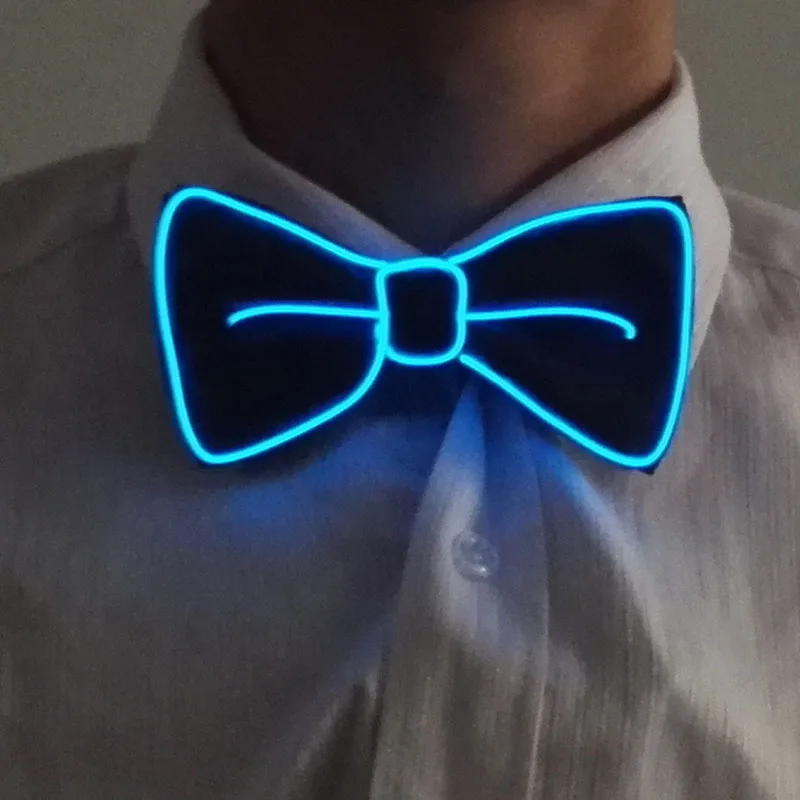 New Style Light Up Neon Bowtie EL Wire LED Necktie Glowing Luminous Bar Party Tie Christmas Decor Rave Costume Accessories