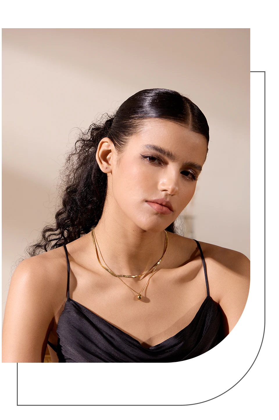 Yhpup Schlangenkette, doppellagiger Edelstahl, Wassertropfen-Anhänger, Halskette für Damen, Statement-Schmuck aus 18 Karat Gold, wasserdicht – Detail 5