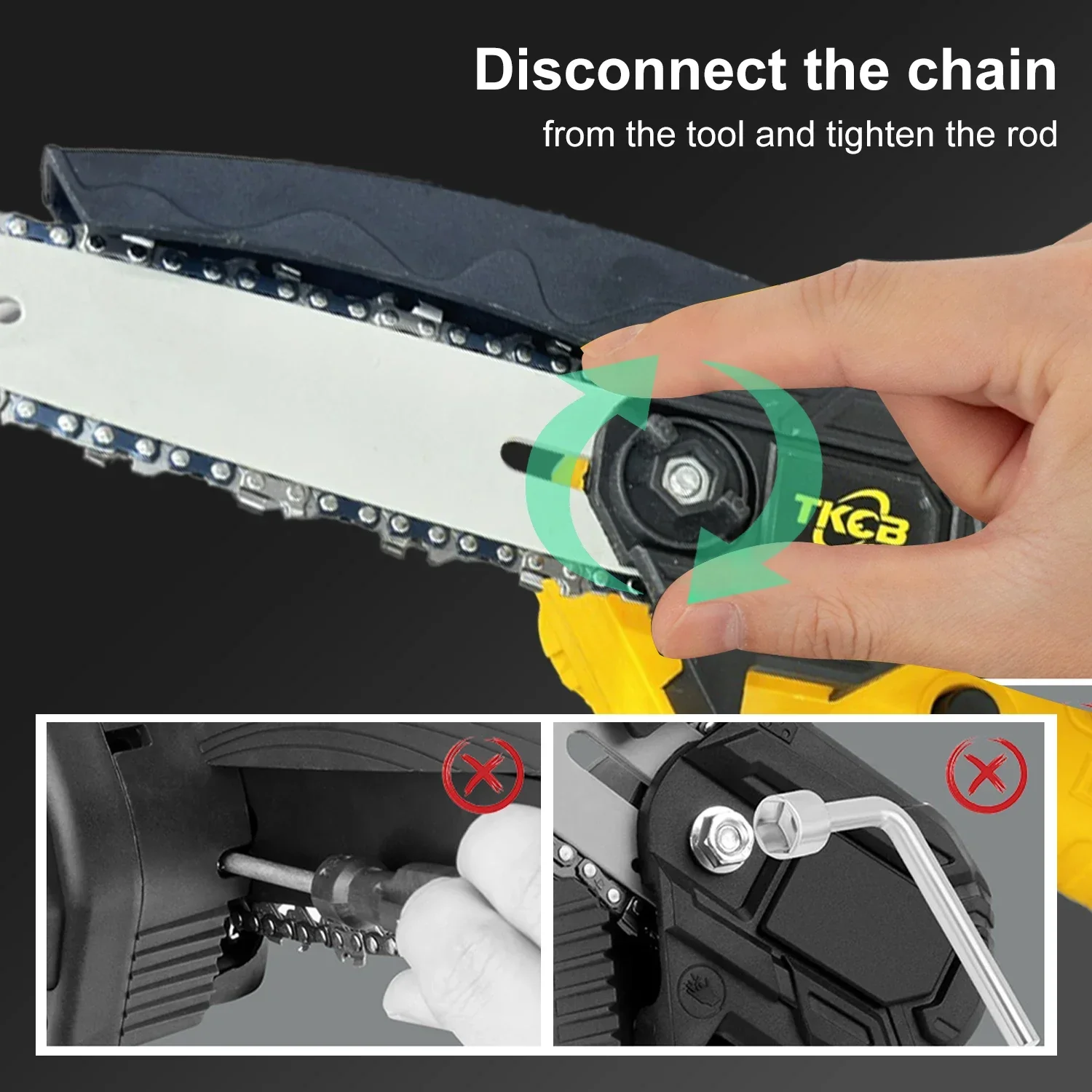 TKCB-Mini Powerful Cordless Electric Chain Saw, Garden Cutting Tools, Portable Pruning Saw, Woodworking Tools, 6\