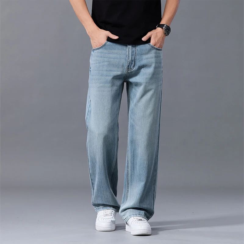 

Мужские джинсы Waed в американском стиле ретро, свободные прямые широкие брюки, удобные весенне-летние новые повседневные джинсы прямого кроя