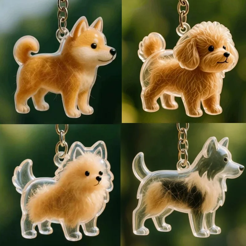 كلب صغير طويل الشعر شيبا Inu تيدي الكلب الشعر جمع قلادة شعر الحيوانات الأليفة شفافة تخزين كبسولة القط الكلب الهدايا التذكارية الحيوانات الأليفة عاشق هدية
