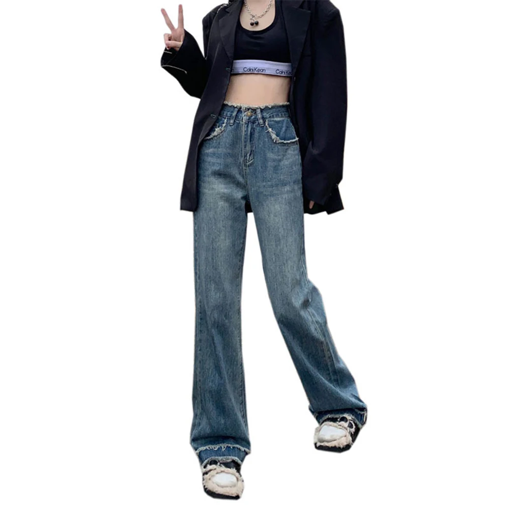 

Vintage Clothes Straight Leg Jeans Woman Female Clothing Women's Jeans 2023 Trend Korean Fashion Streetwear Pants High Waist