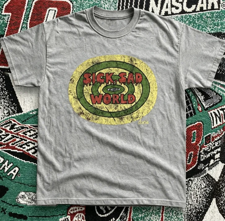 Sick tee red brown 2026 Summer New Women's Vintage