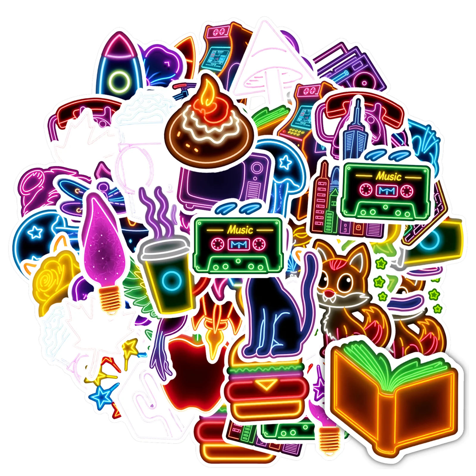 35pcs-50pcs Retro Urban Icons Stickers Cartoon Cute Food Stationery Stickers Animal Stickers For Guitar DIY Skateboard Laptop