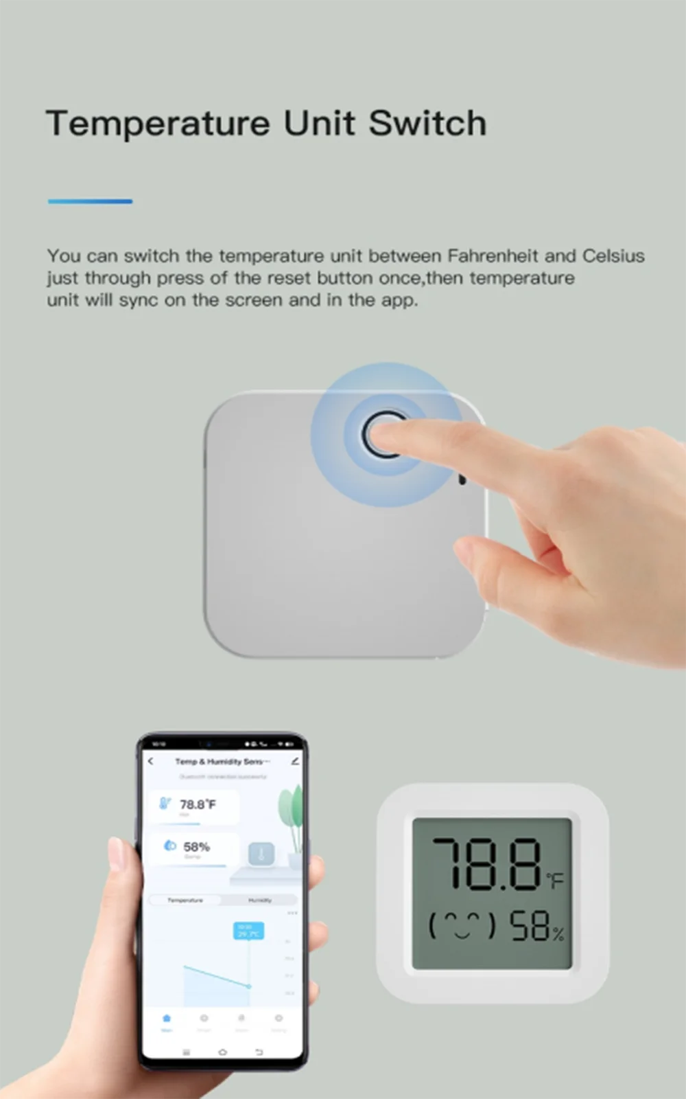 Super-mini TH05 Bluetooth 5.0 Temperature and Humidity Sensor Tuya wifi smart Thermometer LCD Thermometer Support Alexa/Google