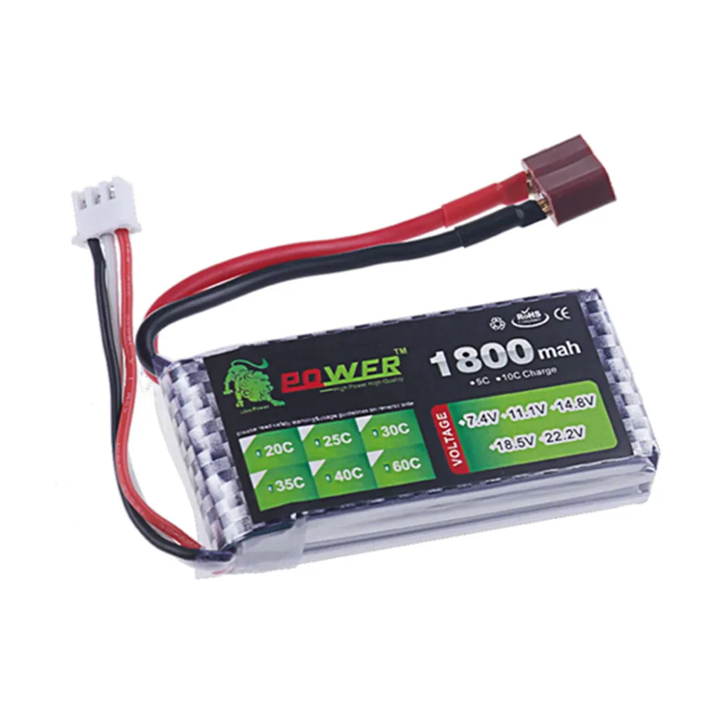 Batería Lipo 2S de 7,4 v, 1500mah, 1800mah, 2200mah, 3000mah, 4200mah, 5200mah, 6000mah, 7200mah, 10400mah, piezas de RC JST/XT60/T, 7,4 v