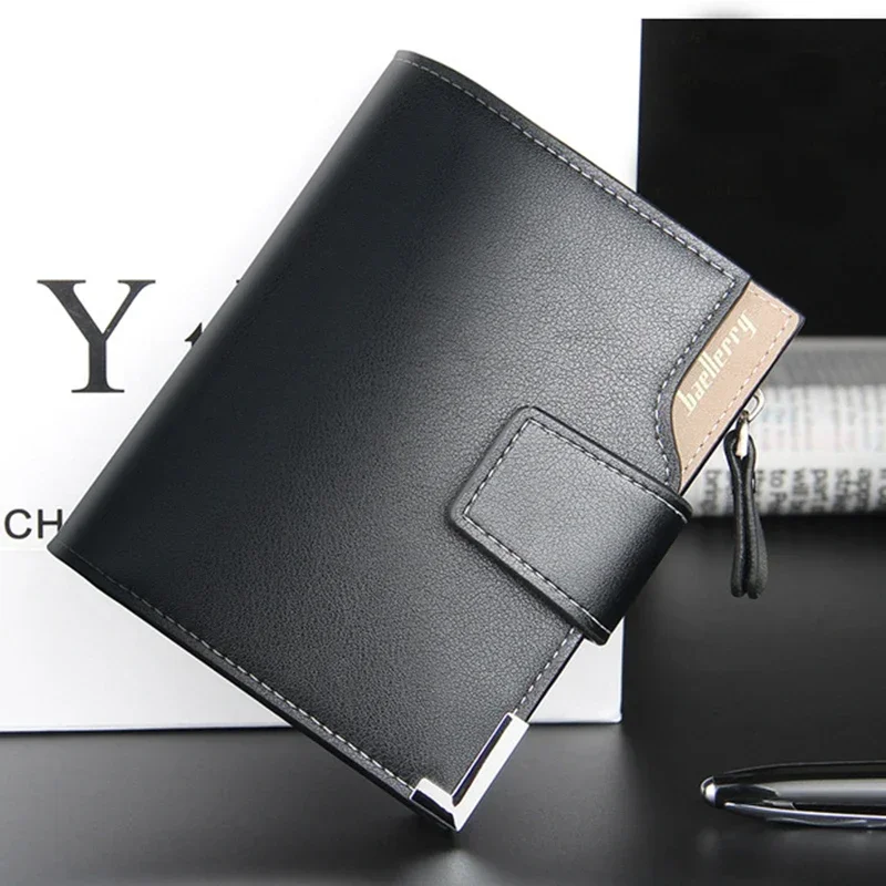 

Fashion Brand wallet leather Men Wallet coin pocket zipper portfolio Handy luxury Short purse 3 Fold Male Purses Cards wallets