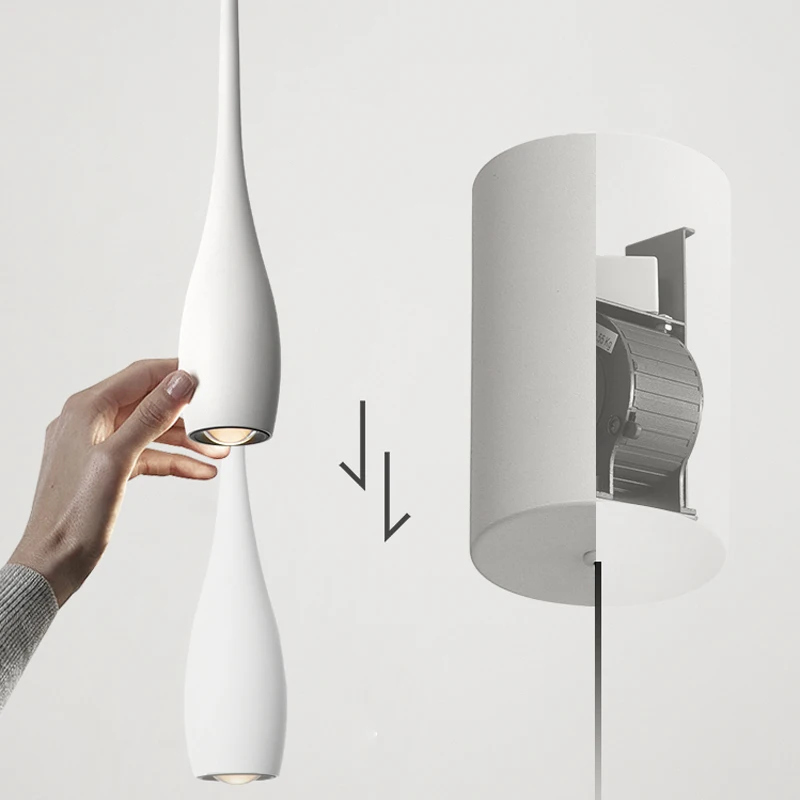 LED الفاخرة قلادة ضوء المطبخ الحديث غرفة نوم طاولة طعام غرفة الطعام قلادة ضوء أسود معدن عاكس الضوء عالية الشفافية