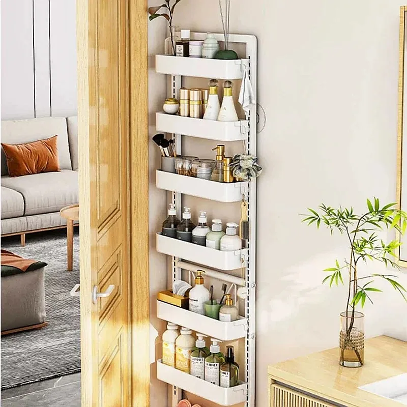 ultra-thin-crack-door-shelf-no-drill-floor-storage-rack-kitchen-toilet-organizer