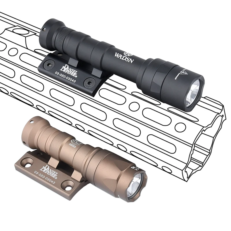 Fotografia 5: Lanterna tática Surefir M300 M600 de metal LED luz branca para caça com base de montagem offset DD adequada para trilho Mlok Keymod SMR 20MM