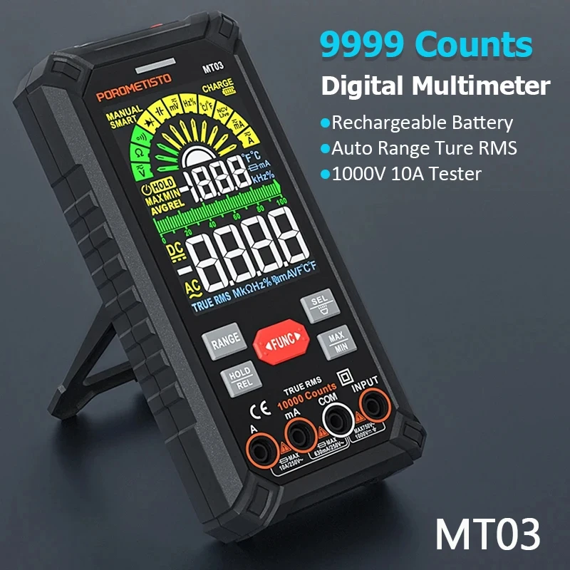 MT02/MT03 Digital Multimeter TRMS Auto Ranging Non-contact Voltage Tester AC/DC Current Resistance Temp Capacitance Tester