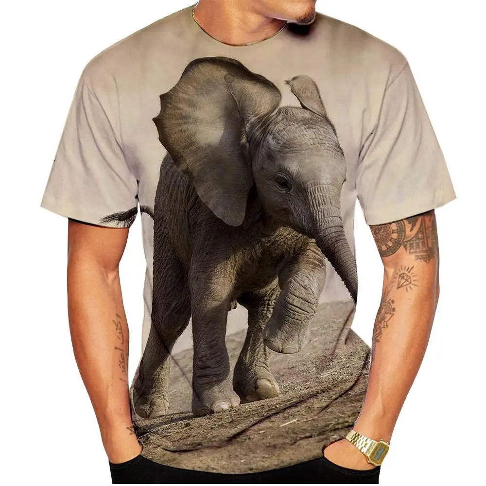 New Summer Funny Animal Elephant 3d Printed T-shirt Men Ladies Kids Casual Short Sleeve Breathable Lightweight Sports Top