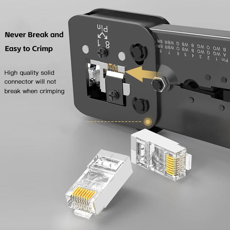 Cat6 Pass Through Shielded RJ45 Modular Plug Gold Plated 8P8C RJ45 Ends Network Connectors UTP STP For Solid Stranded Wires