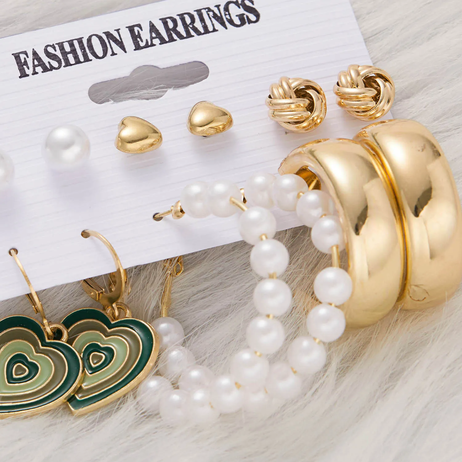 Vintage Geometric Gold Color Hoop Earrings Set Imitation Pearls Acrylic Butterfly Heart Dangle Drop Earrings Trend Jewelry Gifts