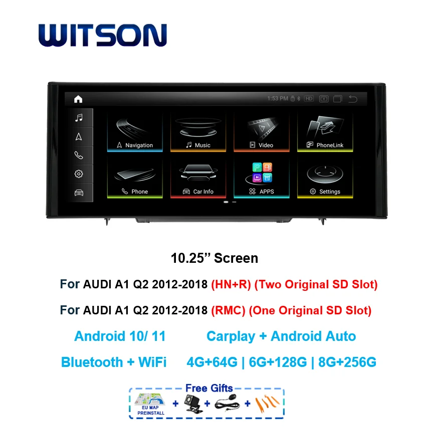 

WITSON Android Auto Stereo for AUDI A1 Q2 2012 2013 2014 2015 2018 Carplay Multimedia GPS Navi 10.25'' IPS Screen Car Radio