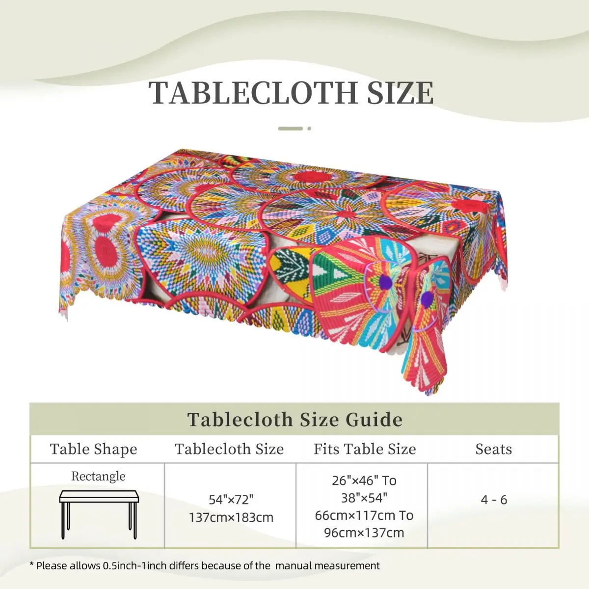 Rectangular Waterproof Oil-Proof Ethiopian Habesha Art Tablecloth Table Covers 45\