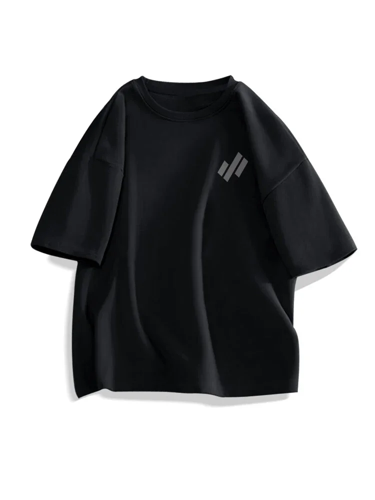 

Short-sleeved men's summer pure cotton trend loose boys simple high-end front shoulder t-shirt fashionable and comfortable