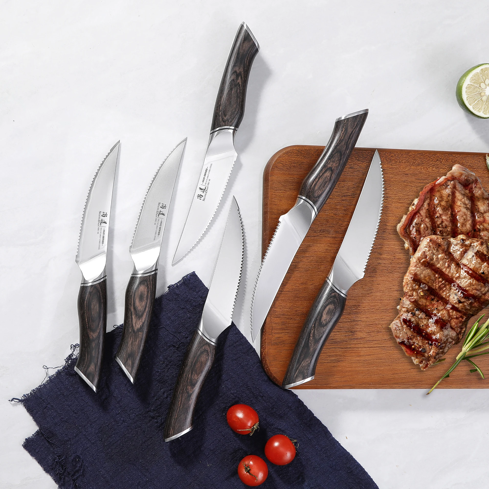 SHANGDAO Set of 6 Steak Knife ,High Carbon 10Cr15CoMoV Core  Steel with Pakkawood Handle & Professional 4.5 Inch Steak Knife - view 2