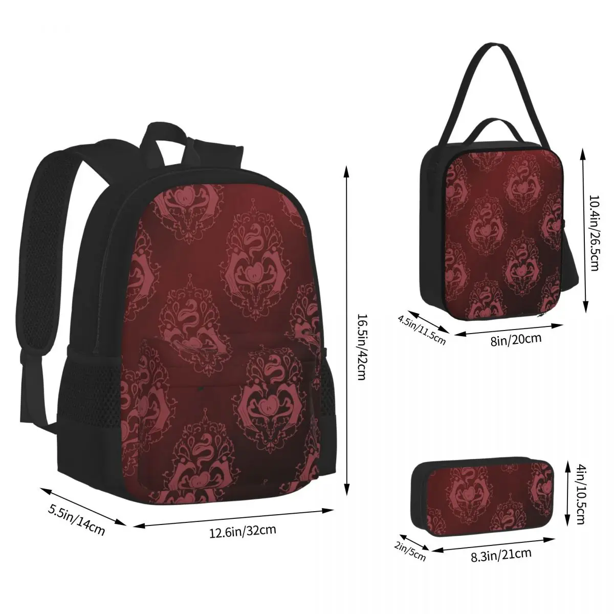 Hazbin Hotels Comedy Anime America Song And Dance Backpacks Bookbag School Bags Kids Rucksack Lunch Bag Pen Bag Three-Piece Set