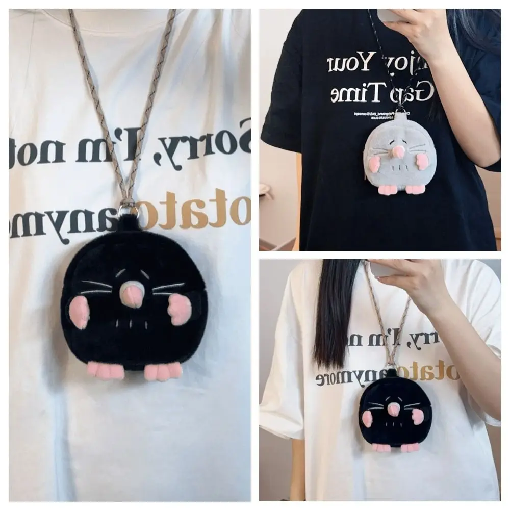 

Soft Ins Hanging Neck Wallet with Zipper Multifunctional Mole Coin Purse Card Holder Bag Pendant Cartoon Key Bag Daily