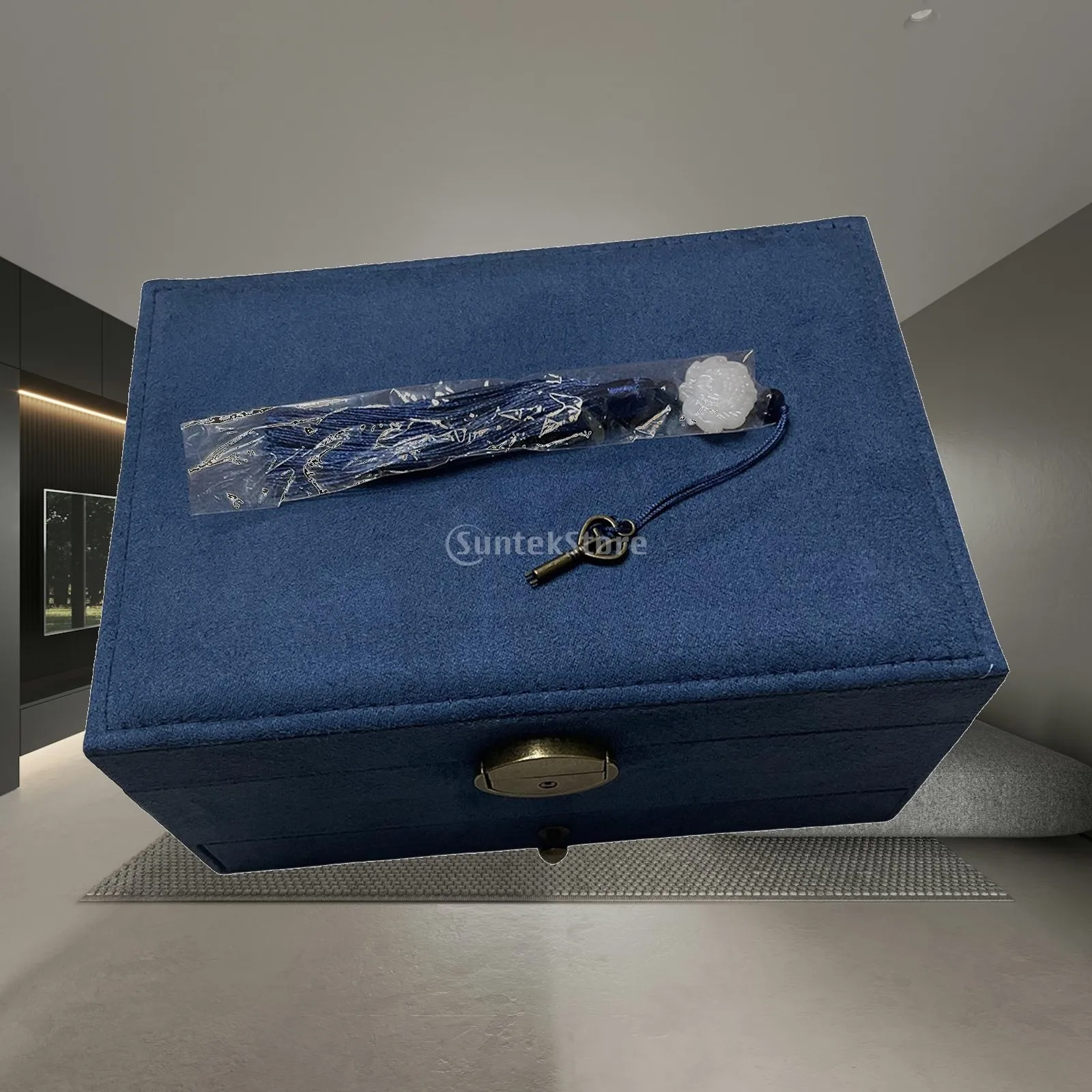 Lockable Jewelry Box Suede Earrings Holder Scratchproof for Pendant Necklace
