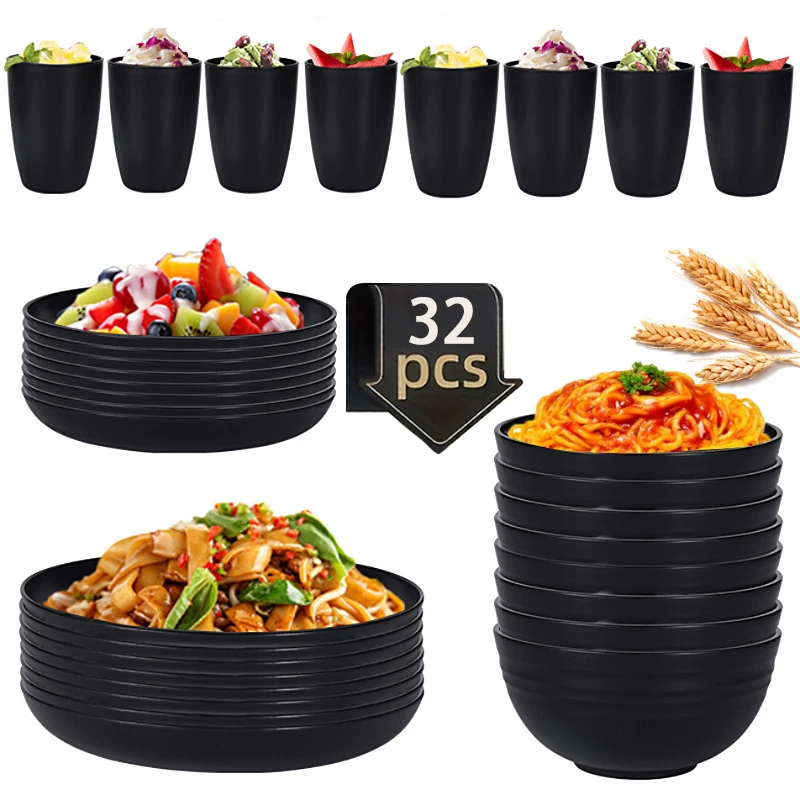 

Набор многоразовой посуды из 32 предметов из полипропилена, включает тарелки (9,1 дюйма), тарелки (7,8 дюйма), тарелки, тарелки для ужина и чашки для напитков.