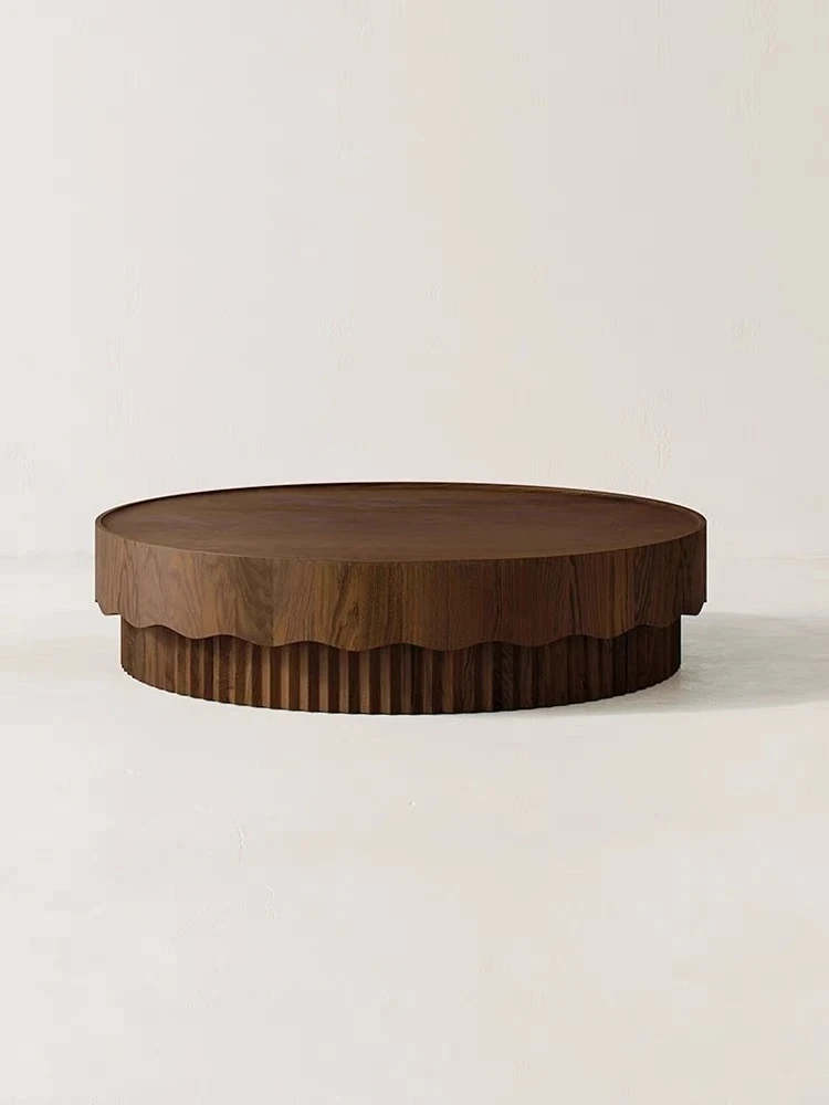 

Итальянский минималистичный круглый журнальный столик, простая новая китайская мебель, круглый чайный столик из цельного дерева