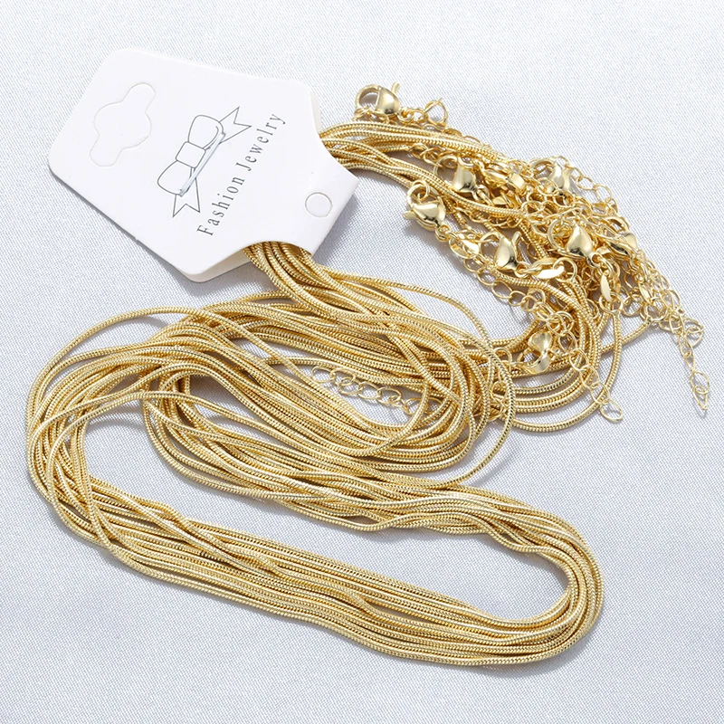 ZHUKOU 550MM/1.2mm Snake Replacement Chain Strap Metal Chain Clasp Jewellery Making Accessories Necklace 10 Pcs Wholesale:VL31