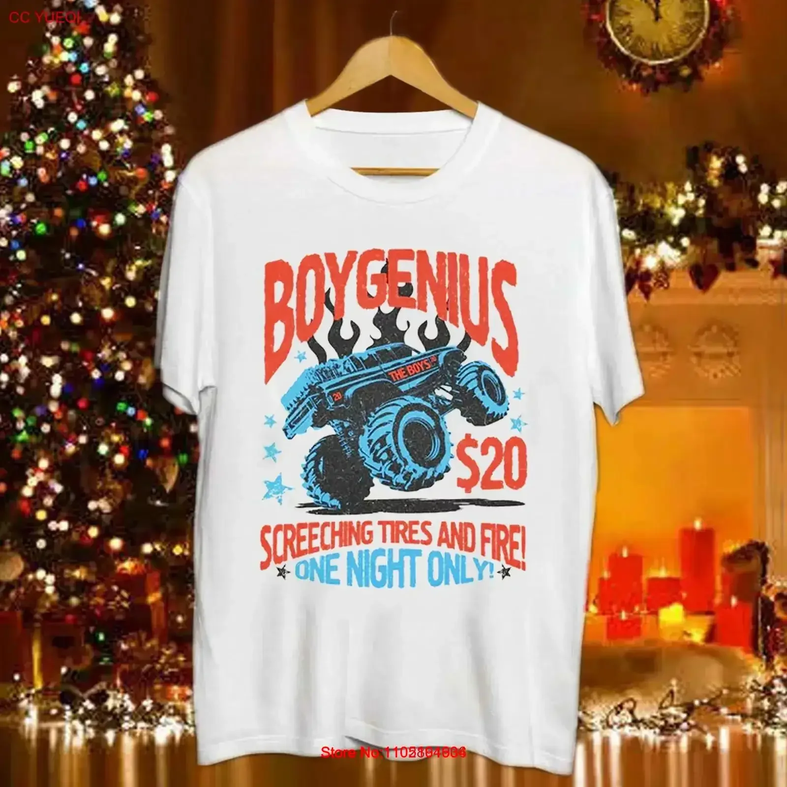 الصبي عبقرية Boygenius الصراخ الإطارات والنار ليلة واحدة فقط الأبيض تي شيرت خمر غسلها لينة امتدت أعلى لارتداء اليومي #1