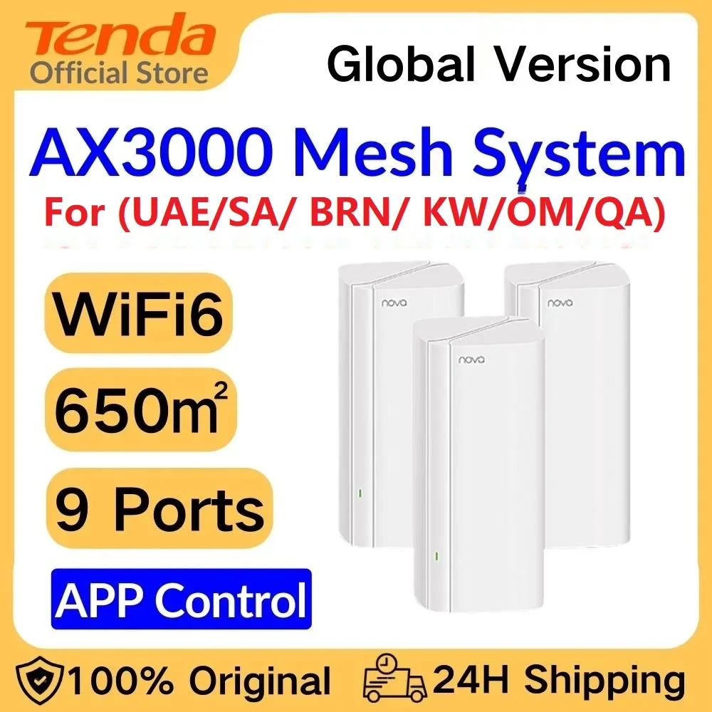 Tenda AX3000 WiFi6 Mesh System MX12 Wireless Router Wi-Fi 6 Mesh WiFi Router up to 7000 sq.ft. Wifi range extender WIFI 6 Mesh