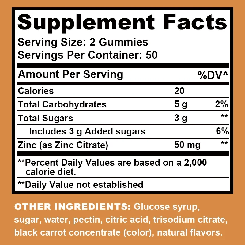 Zinc Gummies - Enhances Brain Function, Improves Mood and Memory, Antioxidant