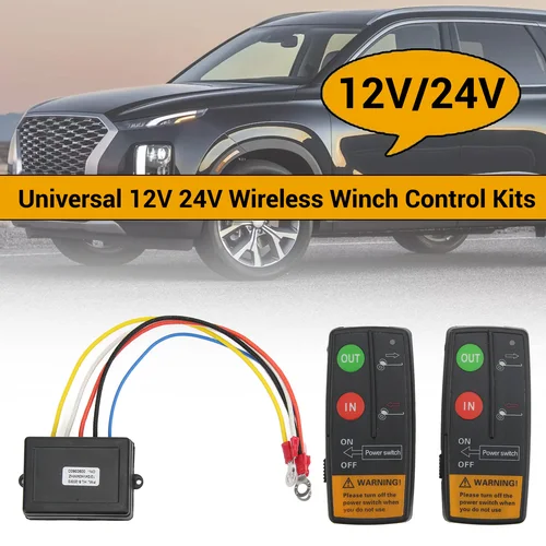Kit de Control remoto de cabrestante inalámbrico, alcance de 75 pies, 12V, 24V, alta sensibilidad, Universal, para coche, ATV, camión, juego de controlador de cabrestante