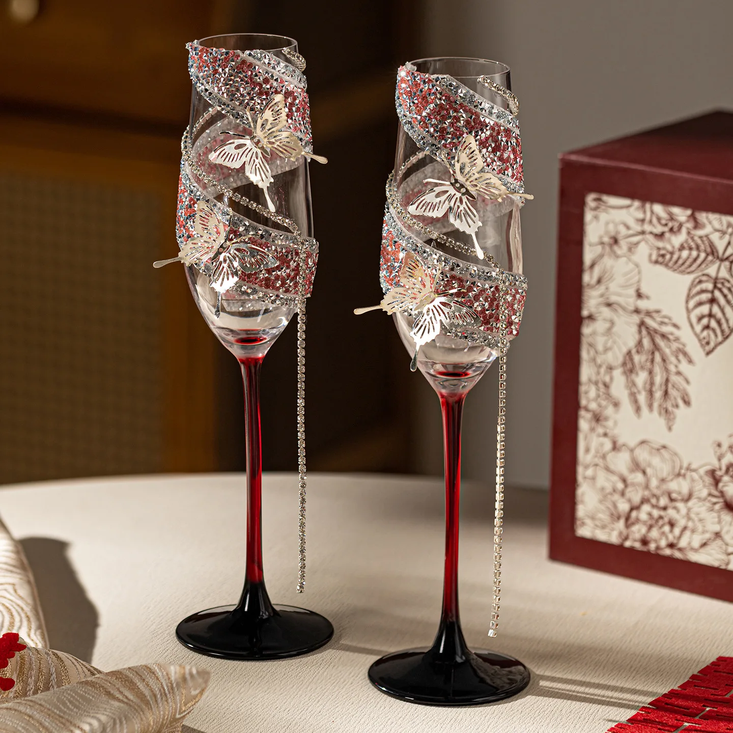 

HYS wedding toast cup wedding gift for bride and newcomer goblet for girlfriend birthday gift champagne glass red wine glass