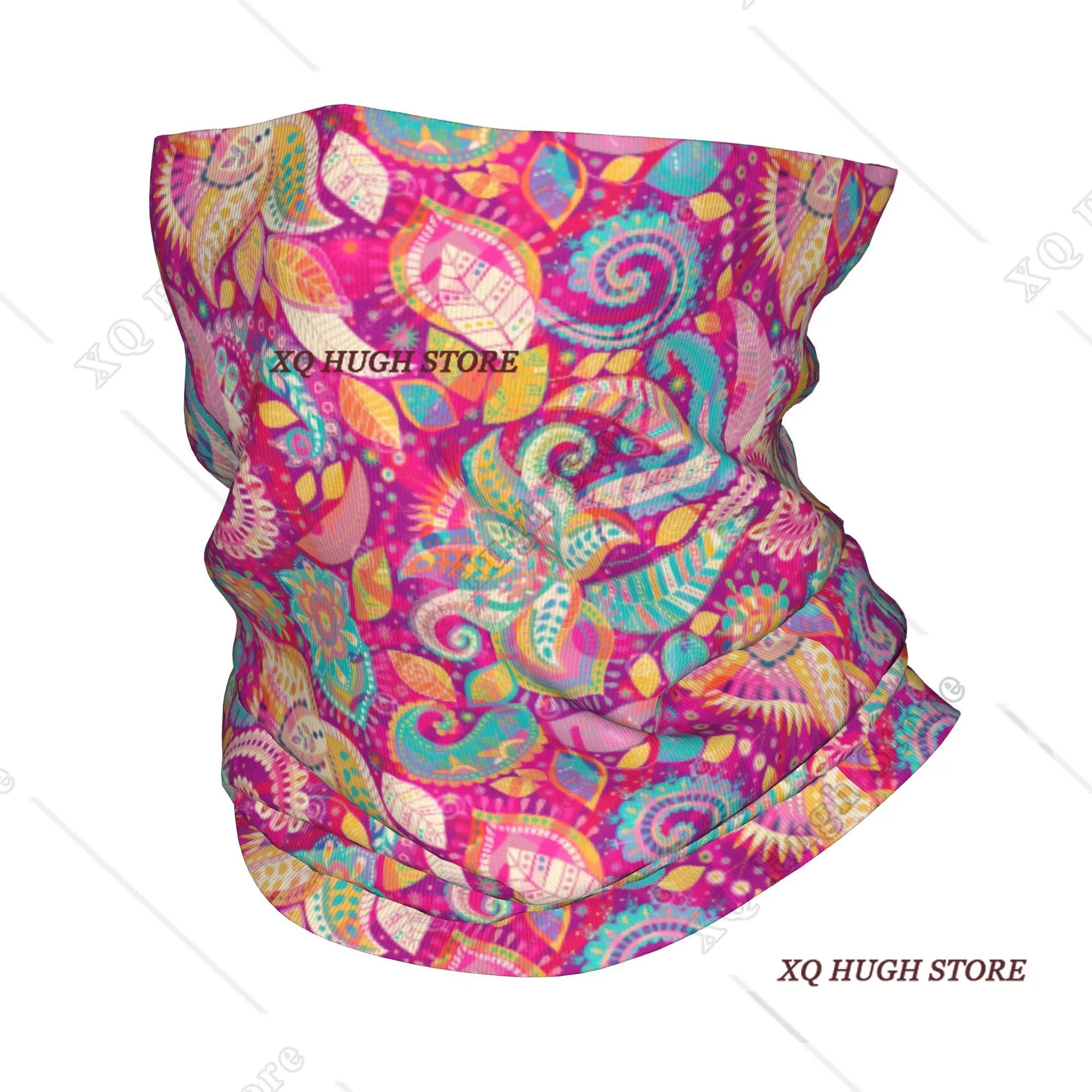 

Custom Retro Paisley Pattern Bandana Winter Neck Warmer Women Windproof Wrap Face Scarf Bohemian Flowers Style Gaiter Headband
