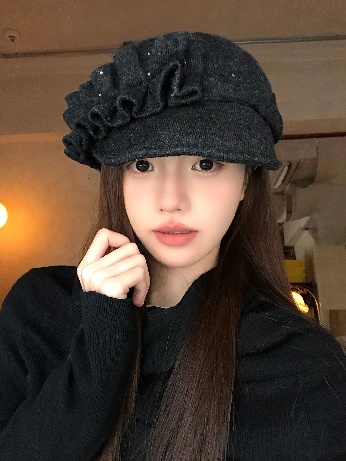 Retro Japanese Style Women's Octagonal Beret Hat Winter Fashion Face Slimming Newsboy Cap Stylish Foldable Thickened Warmth