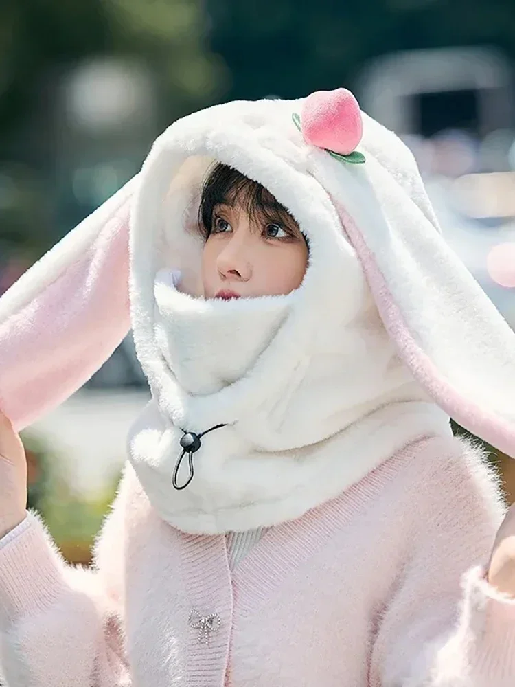 AliExpress NONE Cartoon Rabbit Ear Ski Helmet Cover Comfortable Soft Cycling Skiing Helmet Hat Lovely Winter Warm Plush Cap for Girl Women