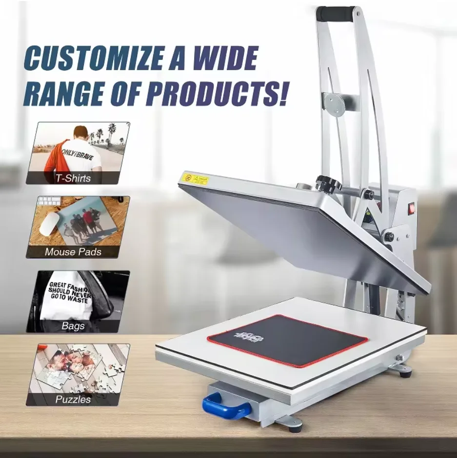 Erasmart High Pressure Heat Press Machine for Flat Product with Plate-Type Heat Transfer